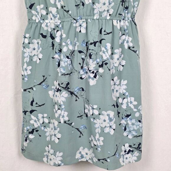 LOFT Petites Sage Green Floral Sleeveless Dress Size LP - Picture 4 of 9